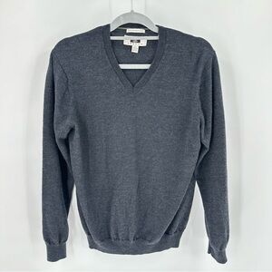 JOESPH ABBOUND Merino Wool V Neck Long Sleeve Ribbed Gray Sz XL